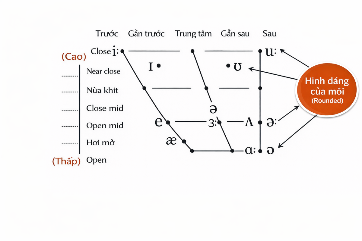 The Ultimate TESOL Guide - Biểu đồ chẩn đoán nguyên âm tiếng Anh
